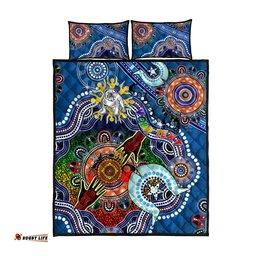 personalised bulldogs naidoc week 2024 quilt bed set australia aboriginal dot painting dt02