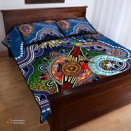 personalised bulldogs naidoc week 2024 quilt bed set australia aboriginal dot painting dt02