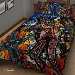 Kangaroos Indigenous Quilt Bed Set Australia