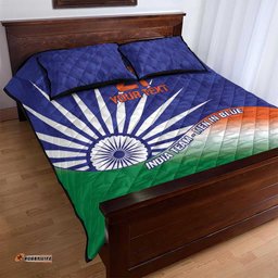 India Cricket Custom Quilt Bed Set Ashoka Chakra with Flag Style