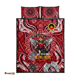 st kilda saints naidoc week 2024 quilt bed set mascot football dt02