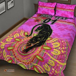 Custom Personalised Penrith Panthers ANZAC Quilt Bed Set Indigenous Vibes Pink