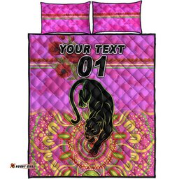 Custom Personalised Penrith Panthers ANZAC Quilt Bed Set Indigenous Vibes Pink