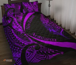 Light Silver Fern Maori Quilt Bed Set Circle Style, Purple