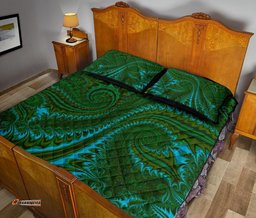 New Zealand Quilt Bed Set, Koru Fern Quilt And Pillow Cover Abstract Style 02