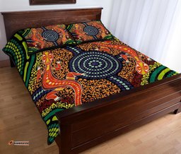 1st Australia Quilt Bed Set Aboriginal Two Lizards Dot Painting Circle