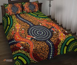 1st Australia Quilt Bed Set Aboriginal Two Lizards Dot Painting Circle