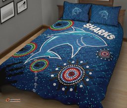 naidoc sharks quilt bed set cronulla aboriginal style