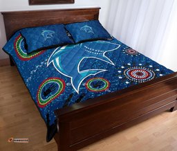 naidoc sharks quilt bed set cronulla aboriginal style