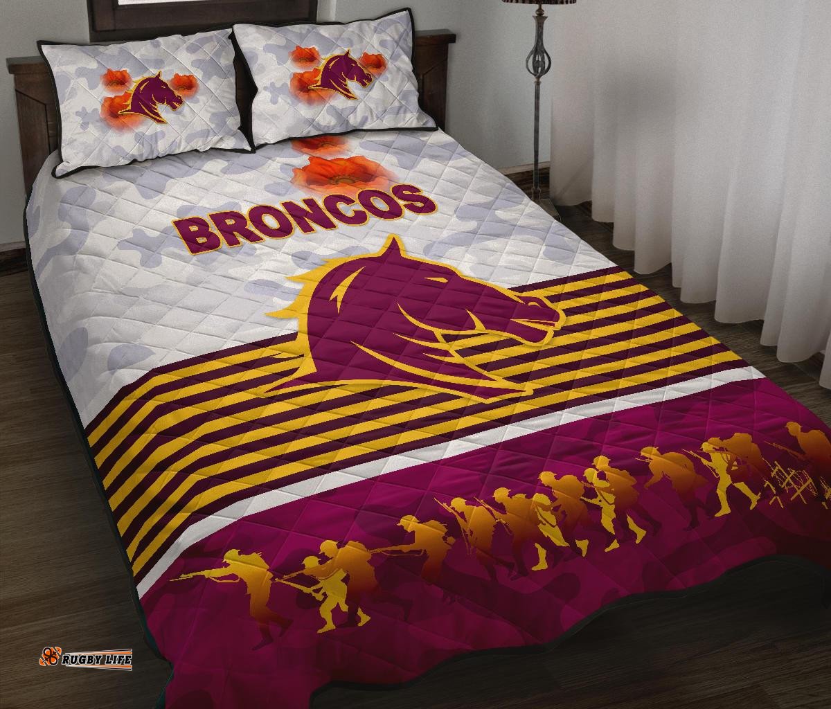 brisbane broncos quilt bed set anzac day simple style white