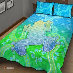 Aboriginal Frog Quilt Bed Set Indigenous Simple Vibes