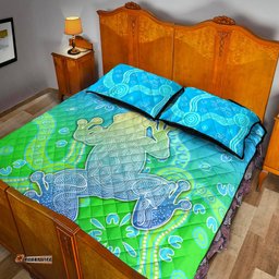 Aboriginal Frog Quilt Bed Set Indigenous Simple Vibes