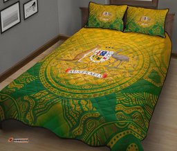 Aboriginal Quilt Bed Set, Australia Rugby and Coat Of Arms Ver02