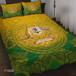 Aboriginal Quilt Bed Set, Australia Rugby and Coat Of Arms Ver02