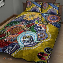 custom naidoc week 2024 richmond tiger quilt bed set australia aboriginal dot painting dt02