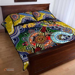 custom naidoc week 2024 richmond tiger quilt bed set australia aboriginal dot painting dt02