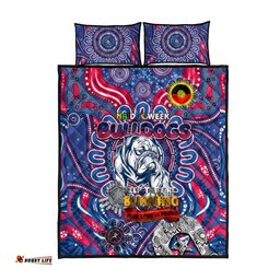 western bulldogs naidoc week 2024 quilt bed set mascot football dt02