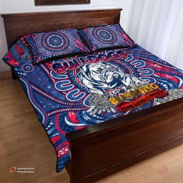 western bulldogs naidoc week 2024 quilt bed set mascot football dt02