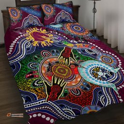 personalised broncos naidoc week 2024 quilt bed set australia aboriginal dot painting dt02