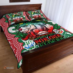 South Sydney Rabbitohs Custom Quilt Bed Set - Souths Super Bunny Naidoc Week For Our Elders Aboriginal Inspired
