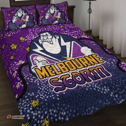 Melbourne Storm Custom Quilt Bed Set - Team With Dot And Star Patterns For Tough Fan Quilt Bed Set