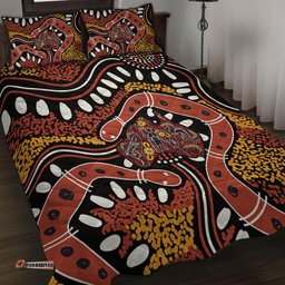 Australia Rainbow Serpent Aboriginal Quilt Bed Set - Aboriginal Dot Art Snake Artwork Quilt Bed Set