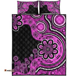 Australia Quilt Bed Set Aboriginal Indigenous Dot Painting Pink