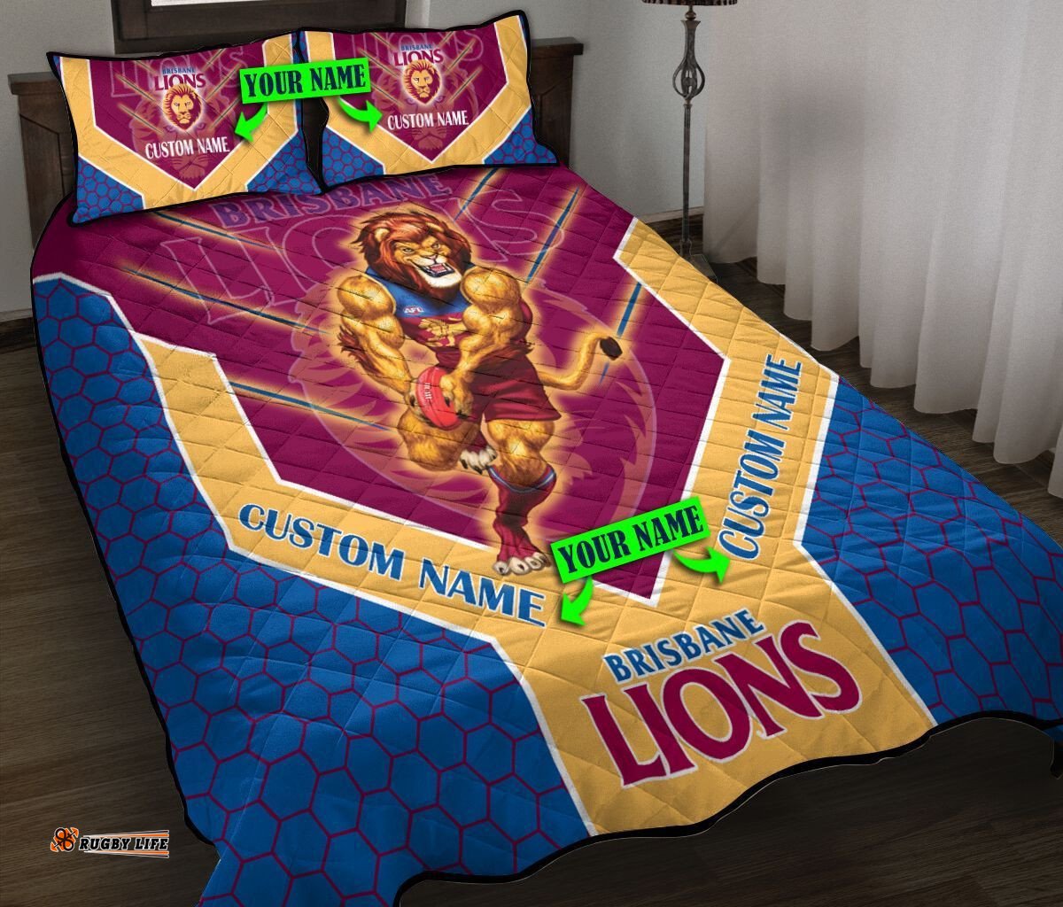 Afl Quilt Bed Set Brisbane Lions Mascot