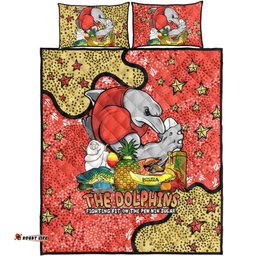 Redcliffe Dolphins Custom Quilt Bed Set - Australian Big Things Quilt Bed Set
