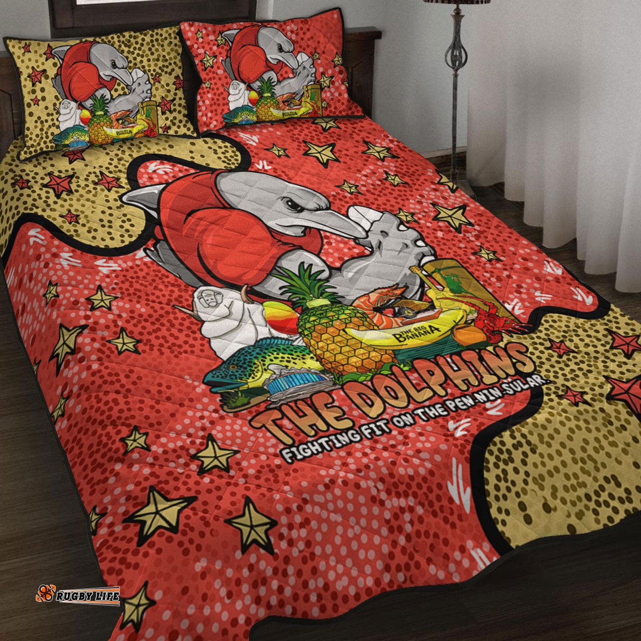 Redcliffe Dolphins Custom Quilt Bed Set - Australian Big Things Quilt Bed Set