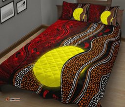 Aboriginal Quilt Bed Set Aboriginal Flag Lizard Dot Painting Style