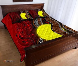 Aboriginal Quilt Bed Set Aboriginal Flag Lizard Dot Painting Style
