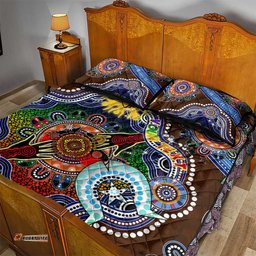 custom naidoc week 2024 hawthorn hawks quilt bed set australia aboriginal dot painting dt02