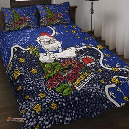 Canterbury-Bankstown Bulldogs Christmas Custom Quilt Bed Set - Let's Get Lit Chrisse Pressie Quilt Bed Set