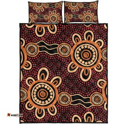 Australia Dot Painting Inspired Aboriginal Quilt Bed Set - Aboriginal Dot Pattern Painting Art Quilt Bed Set
