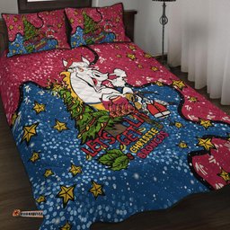 Brisbane Broncos Christmas Custom Quilt Bed Set - Let's Get Lit Chrisse Pressie Quilt Bed Set