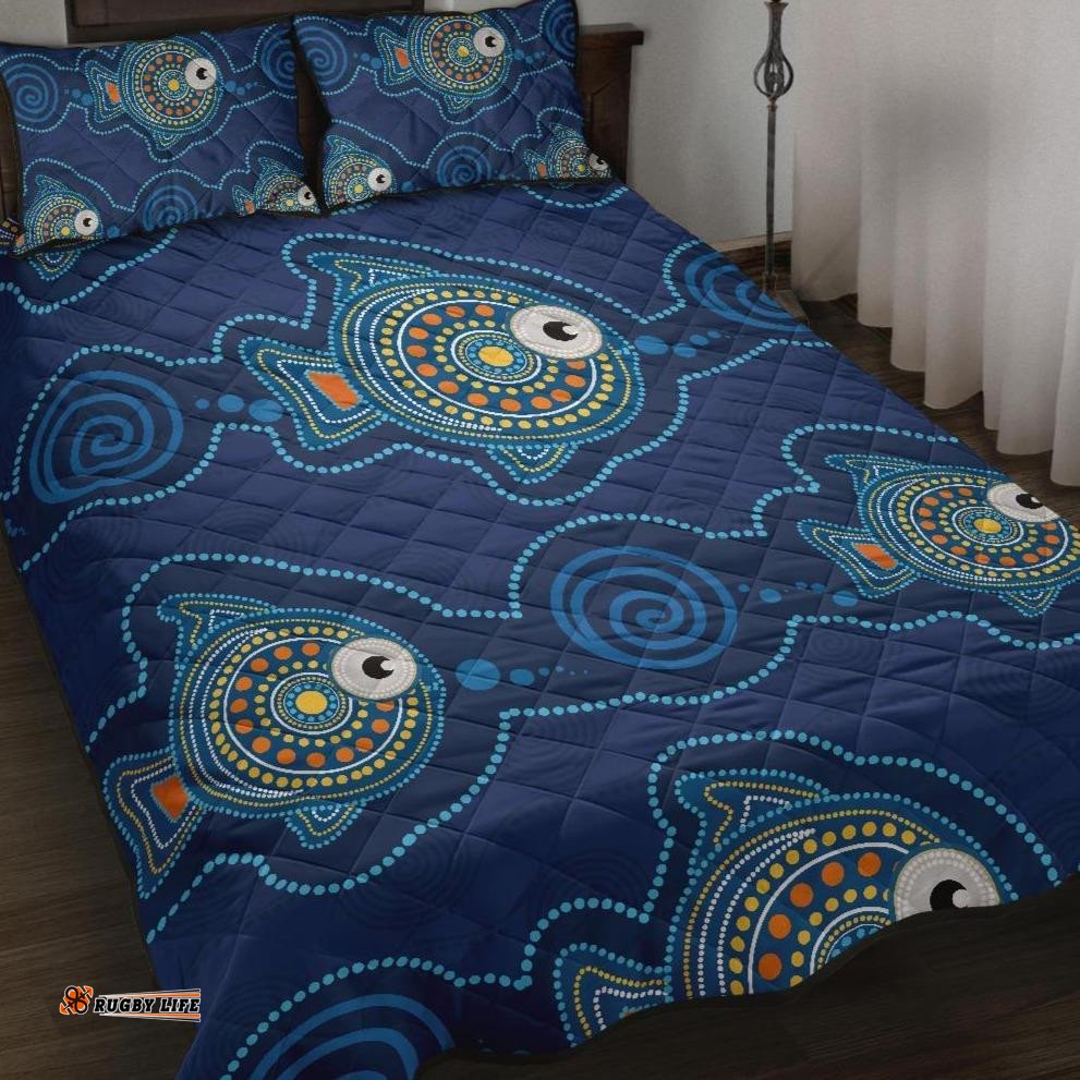Aboriginal Quilt Bed Set, Indigenous Turtle Patterns