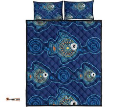 Aboriginal Quilt Bed Set, Indigenous Turtle Patterns