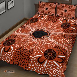 Australia Aboriginal Inspired Quilt Bed Set - Indigenous Map Aboiginal Inspired Dot Painting Style