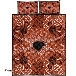Australia Aboriginal Inspired Quilt Bed Set - Indigenous Map Aboiginal Inspired Dot Painting Style