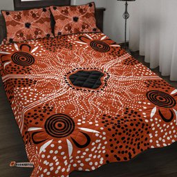 Australia Aboriginal Inspired Quilt Bed Set - Indigenous Map Aboiginal Inspired Dot Painting Style