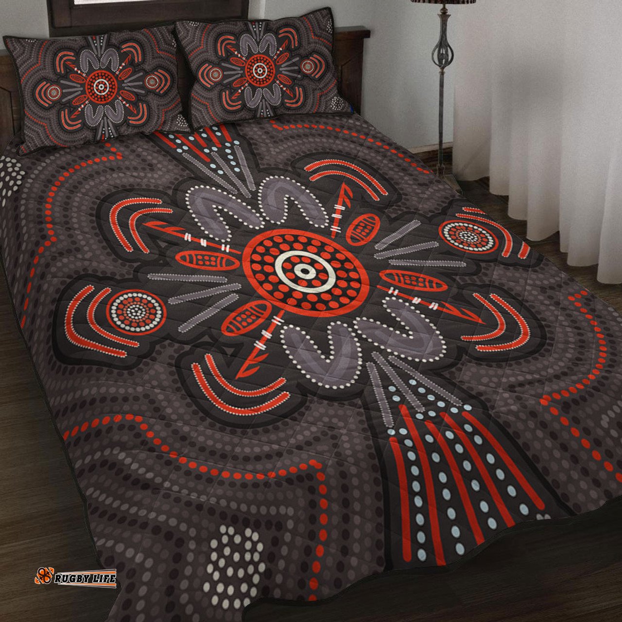 Australia Dot Painting Inspired Aboriginal Quilt Bed Set - Aboriginal Dot Indigenous Art Inspired Quilt Bed Set
