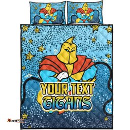 Gold Coast Titans Custom Quilt Bed Set - Team With Dot And Star Patterns For Tough Fan Quilt Bed Set