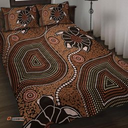 Australia Aboriginal Quilt Bed Set - Aboriginal Turtle Art Background Quilt Bed Set