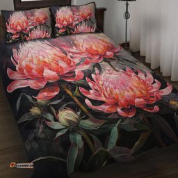 Australia Waratah Quilt Bed Set - Waratah Oil Painting Abstract Ver3 Quilt Bed Set