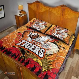 Tigers Rugby ANZAC Aboriginal Quilt Bed Set Tigers Rugby with Remembrance Day Poppy Flower Quilt Bed Set