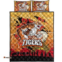 Tigers Rugby ANZAC Aboriginal Quilt Bed Set Tigers Rugby with Remembrance Day Poppy Flower Quilt Bed Set