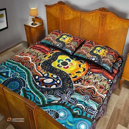 Australia Rainbow Serpent Aboriginal Quilt Bed Set - Dreamtime Rainbow Serpent Quilt Bed Set