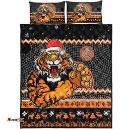 Wests Tigers Quilt Bed Set - Australia Ugly Xmas With Aboriginal Patterns For Die Hard Fans