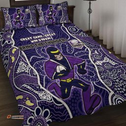 Melbourne Storm Grand Final Custom Quilt Bed Set - Custom Storm With Contemporary Style Of Aboriginal Painting Quilt Bed Set